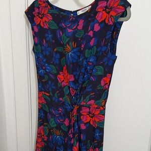 Mango Bold Floral Dress in Red and Blue